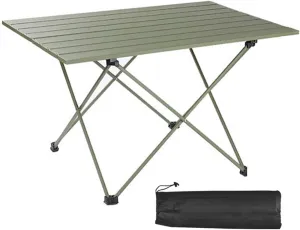 Lightweight Folding Camping Table,Roll Up Aluminum Table with Bag,Portable Outdoor Picnic Table,Small Ultralight Camp Table for Sand BBQ Party Hiking Travel,Color:Black