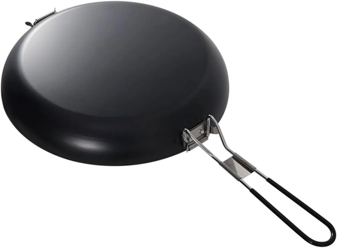 Lightweight Non-Stick Frying Pan Iron Saucepan Folding Handle for Camping Hiking