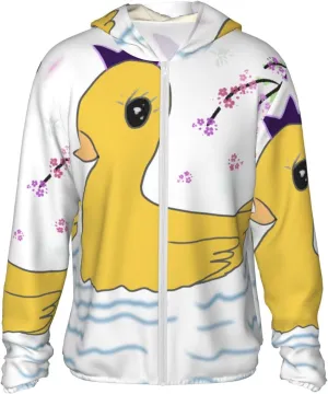 Lightweight UV Protection Sun Jacket, little yellow duck Print Sportswear Hooded Sunblock Shirt for Outdoor