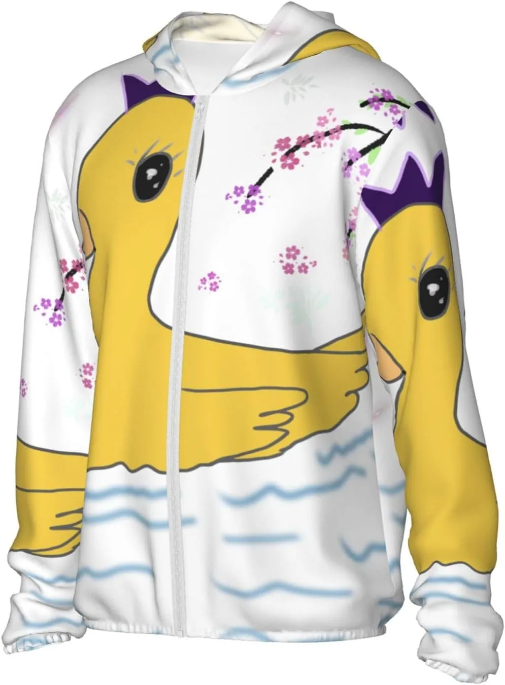 Lightweight UV Protection Sun Jacket, little yellow duck Print Sportswear Hooded Sunblock Shirt for Outdoor