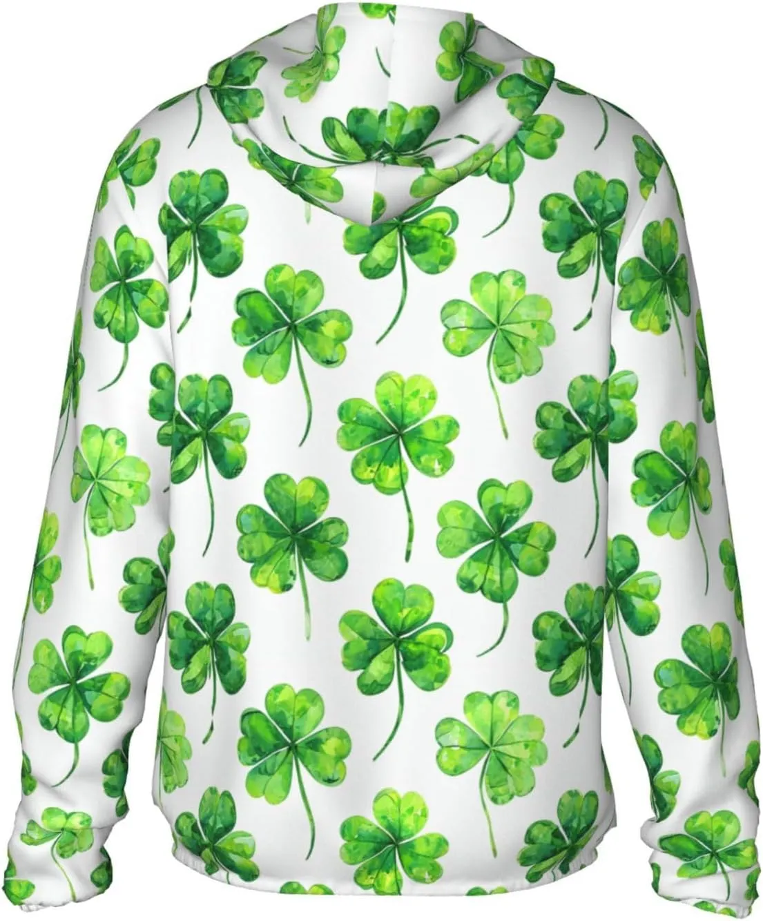 Lightweight UV Protection Sun Jacket, Luck Four-Leaf Clover Print Sportswear Hooded Sunblock Shirt for Outdoor