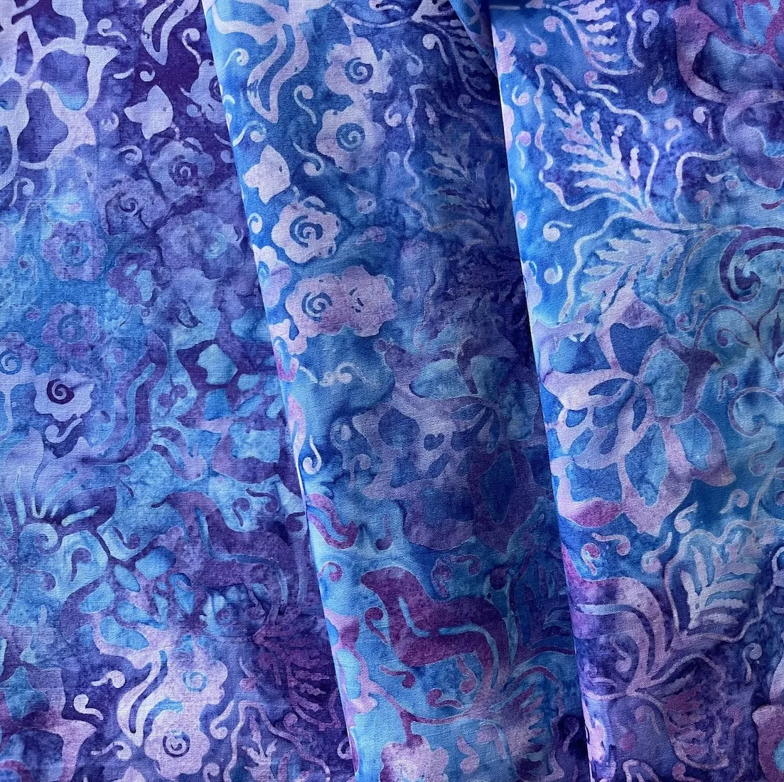 Lilac & Cobalt Meadows Cotton Batik (Made in Indonesia)