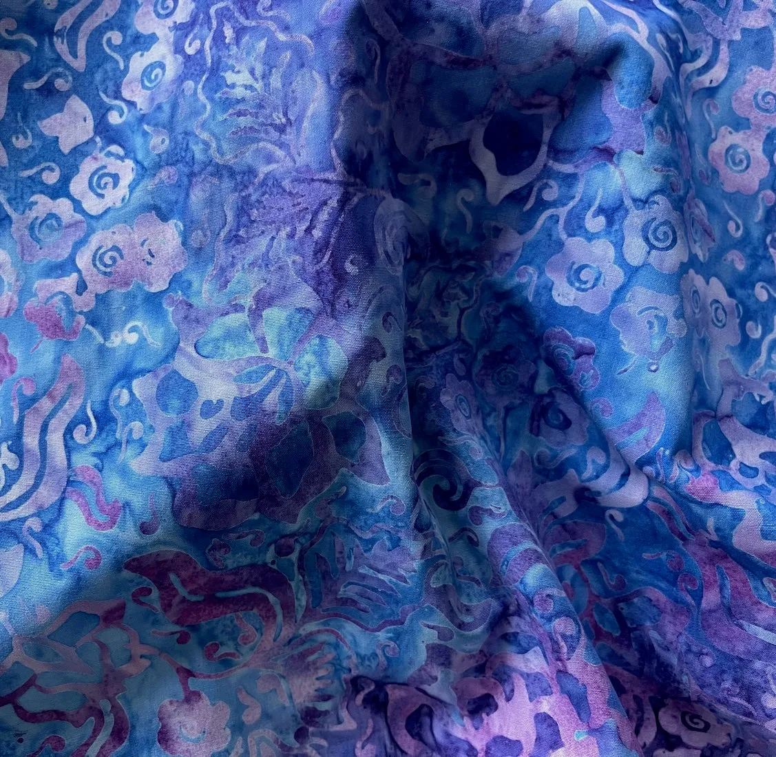 Lilac & Cobalt Meadows Cotton Batik (Made in Indonesia)