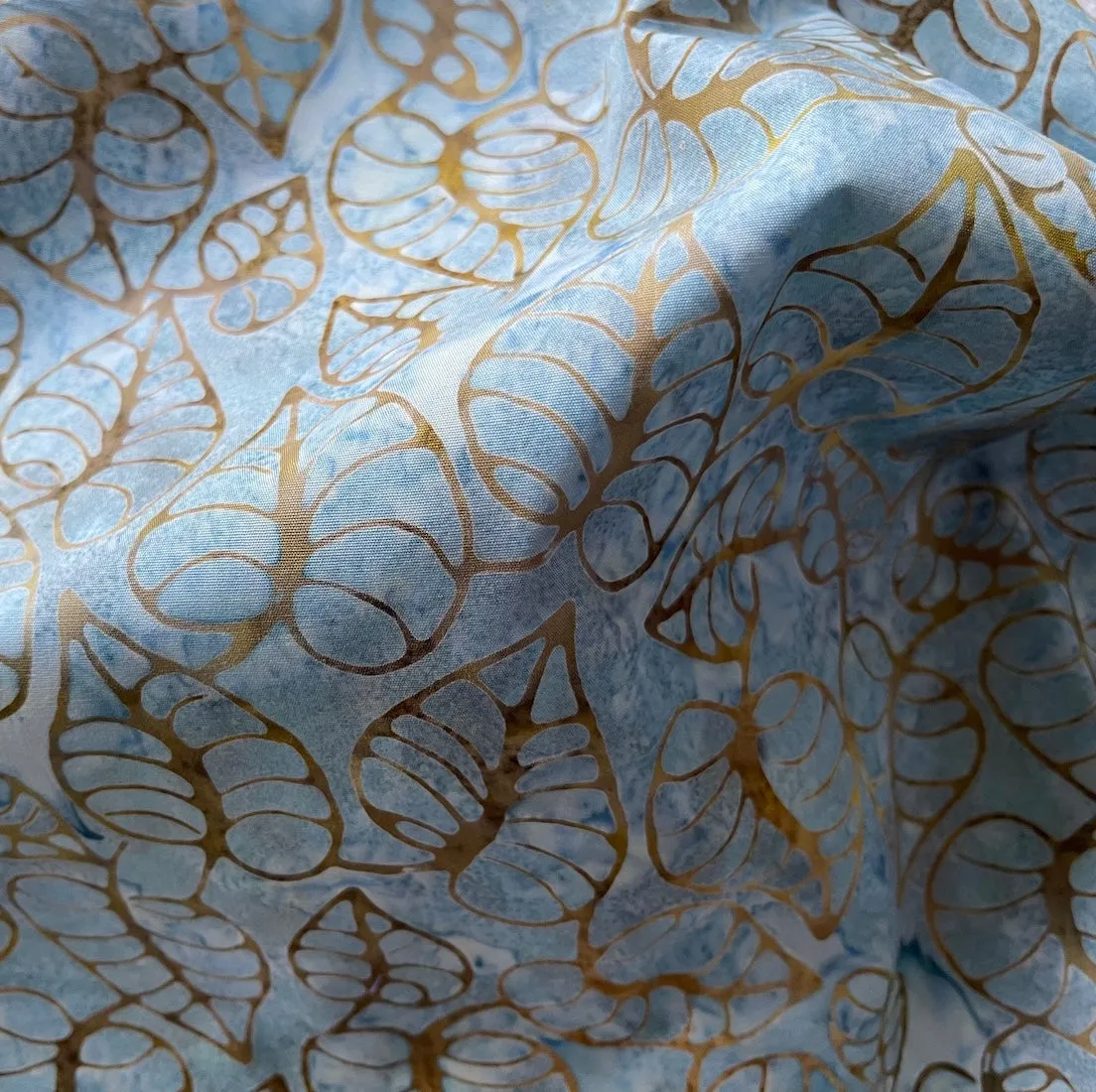 Linden Leaf Cloud Blue Cotton Batik (Made in Indonesia)