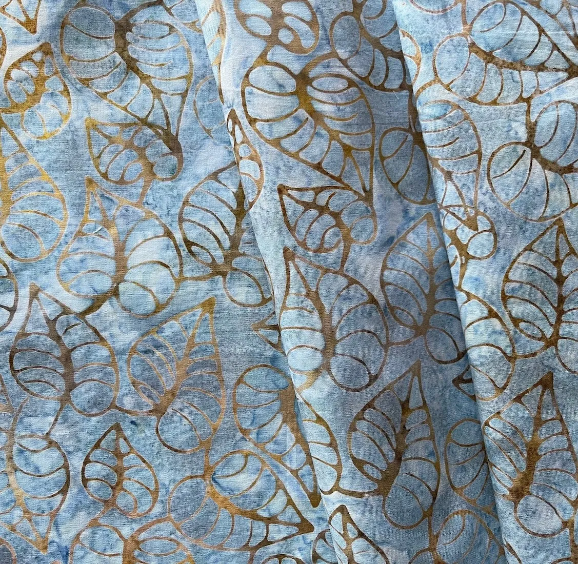 Linden Leaf Cloud Blue Cotton Batik (Made in Indonesia)