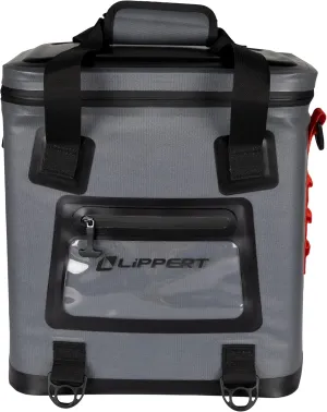 Lippert Adventure Pro 24-Can Soft Insulated Cooler Tote Bag, Up to 15 lbs. of Ice, 18 Quarts of Water, 14" x 10-1/2" x 15-1/4" Wide Mouth Opening, Padded Handle & Shoulder Strap - 2021099915