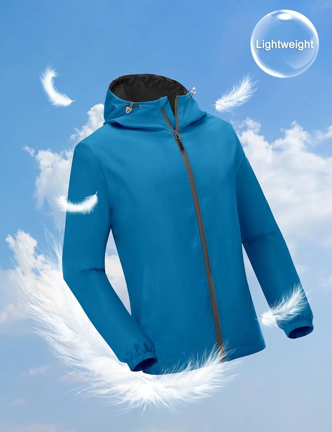 Little Donkey Andy Men’s Lightweight Breathable Windbreaker Golf Jacket UPF50  Windproof Outdoor Running Coat