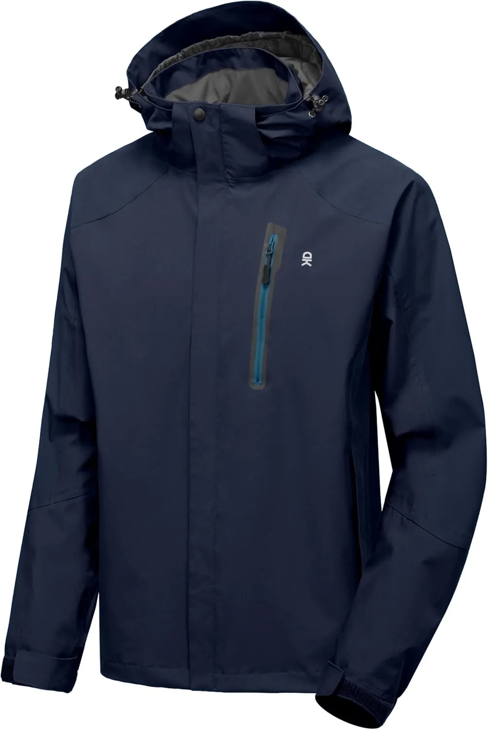 Little Donkey Andy Men's Waterproof Rain Jacket with Detachable Hood Outdoor Raincoat for Hiking Travel Cycling