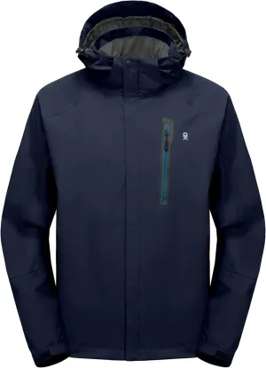 Little Donkey Andy Men's Waterproof Rain Jacket with Detachable Hood Outdoor Raincoat for Hiking Travel Cycling
