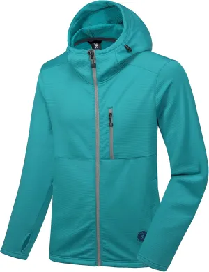 Little Donkey Andy Men's Winter Lightweight Warm Fleece Running Jacket Breathable Hooded Thermal Jacket with Thumb Holes