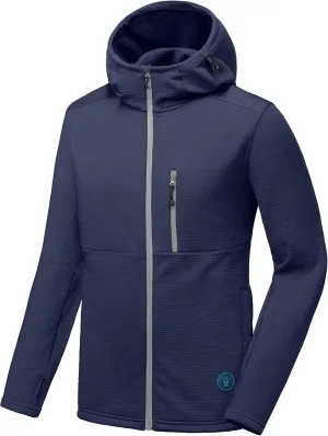 Little Donkey Andy Men's Winter Lightweight Warm Fleece Running Jacket Breathable Hooded Thermal Jacket with Thumb Holes