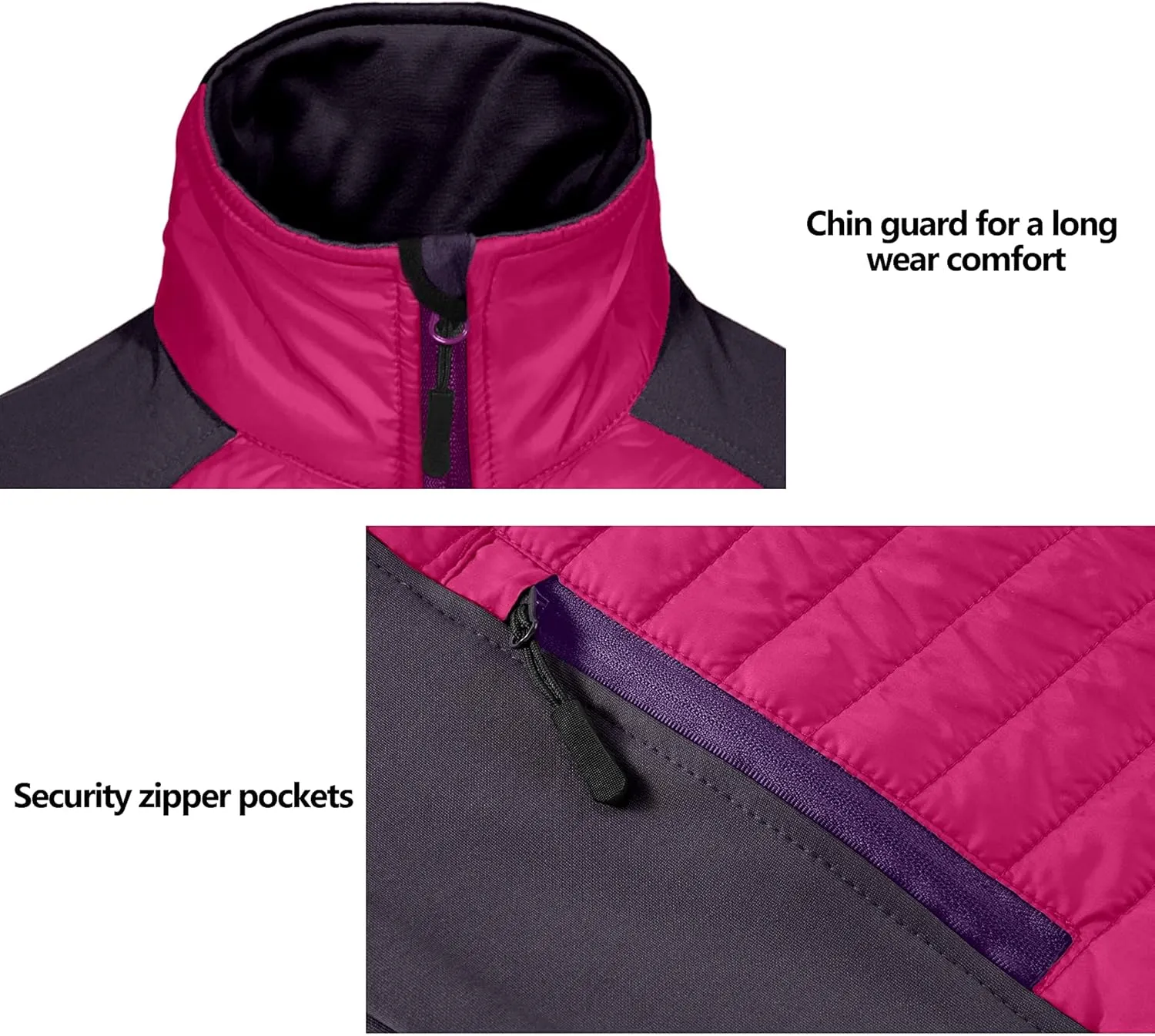 Little Donkey Andy Women's Insulated Hiking Jacket, Thermal Running Hybrid Jacket, Lightweight Breathable and Warm