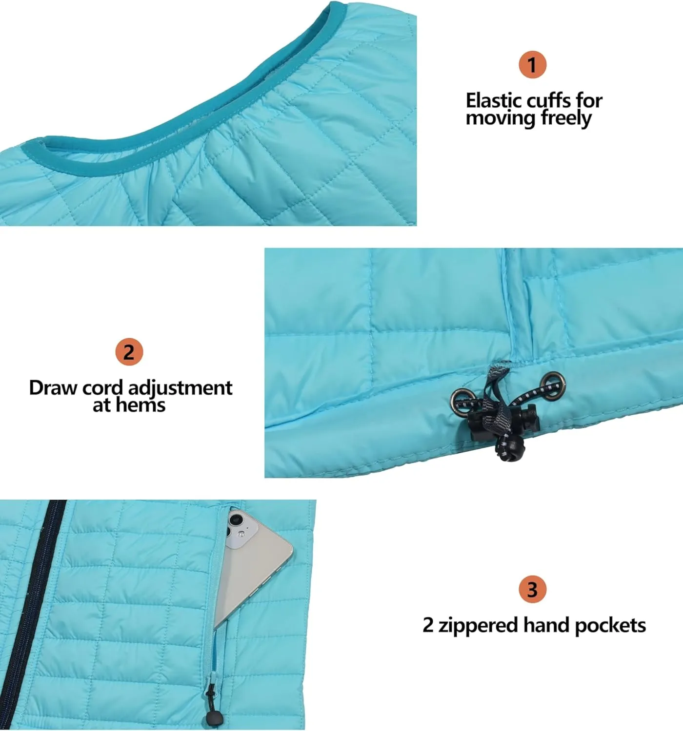 Little Donkey Andy Women's Puffer Vest, Lightweight Warm Sleeveless Jacket for Hiking Travel Golf