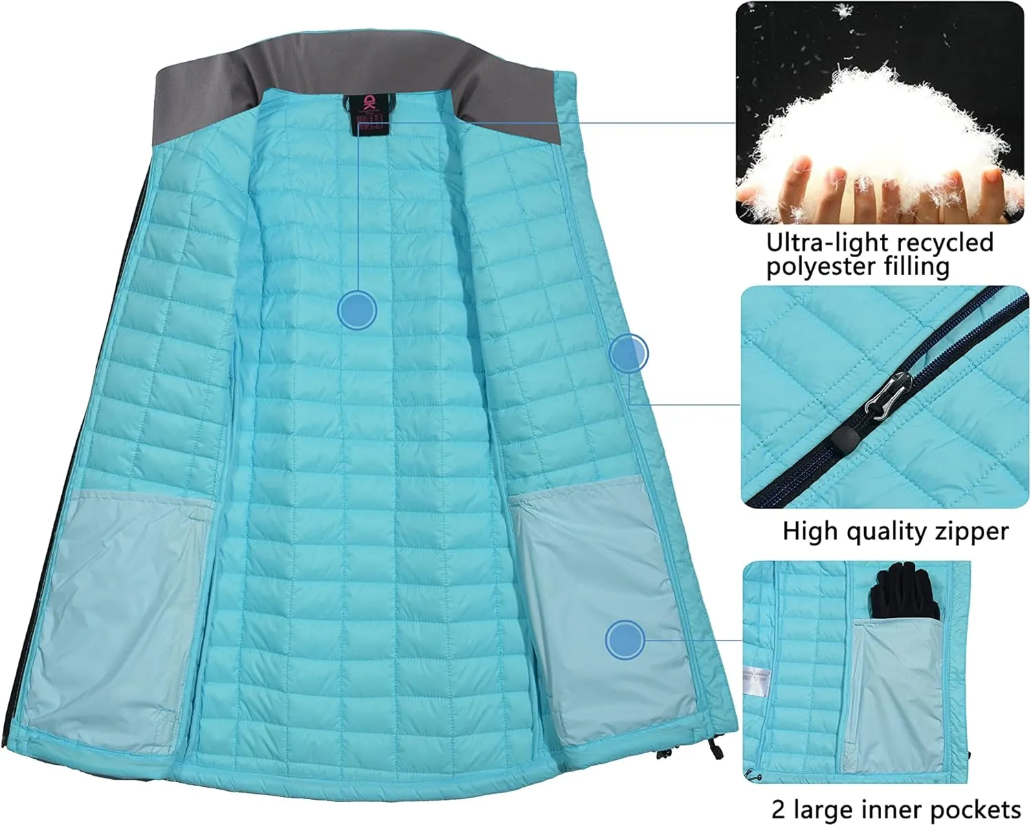 Little Donkey Andy Women's Puffer Vest, Lightweight Warm Sleeveless Jacket for Hiking Travel Golf