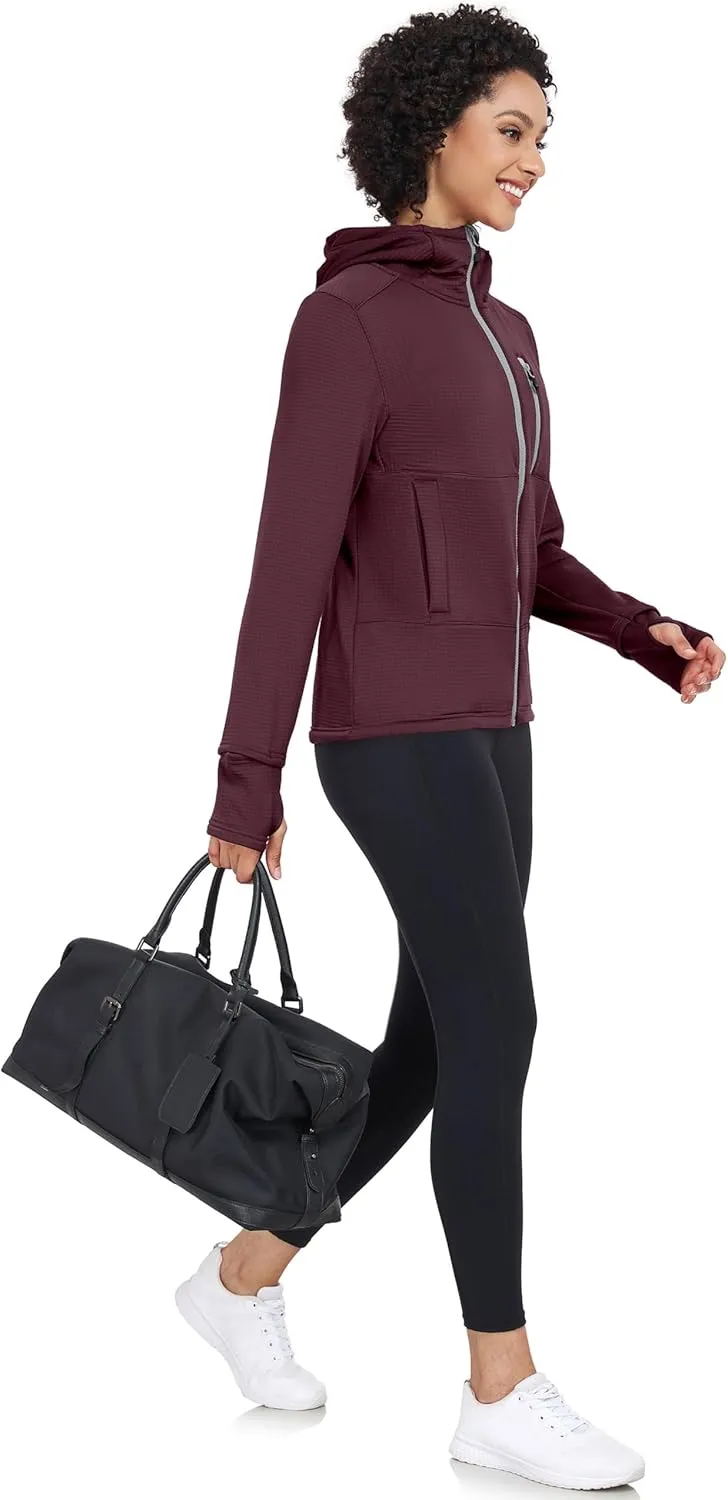 Little Donkey Andy Women's Winter Lightweight Warm Fleece Running Jacket Breathable Thumbholes Thermal Hiking Jacket