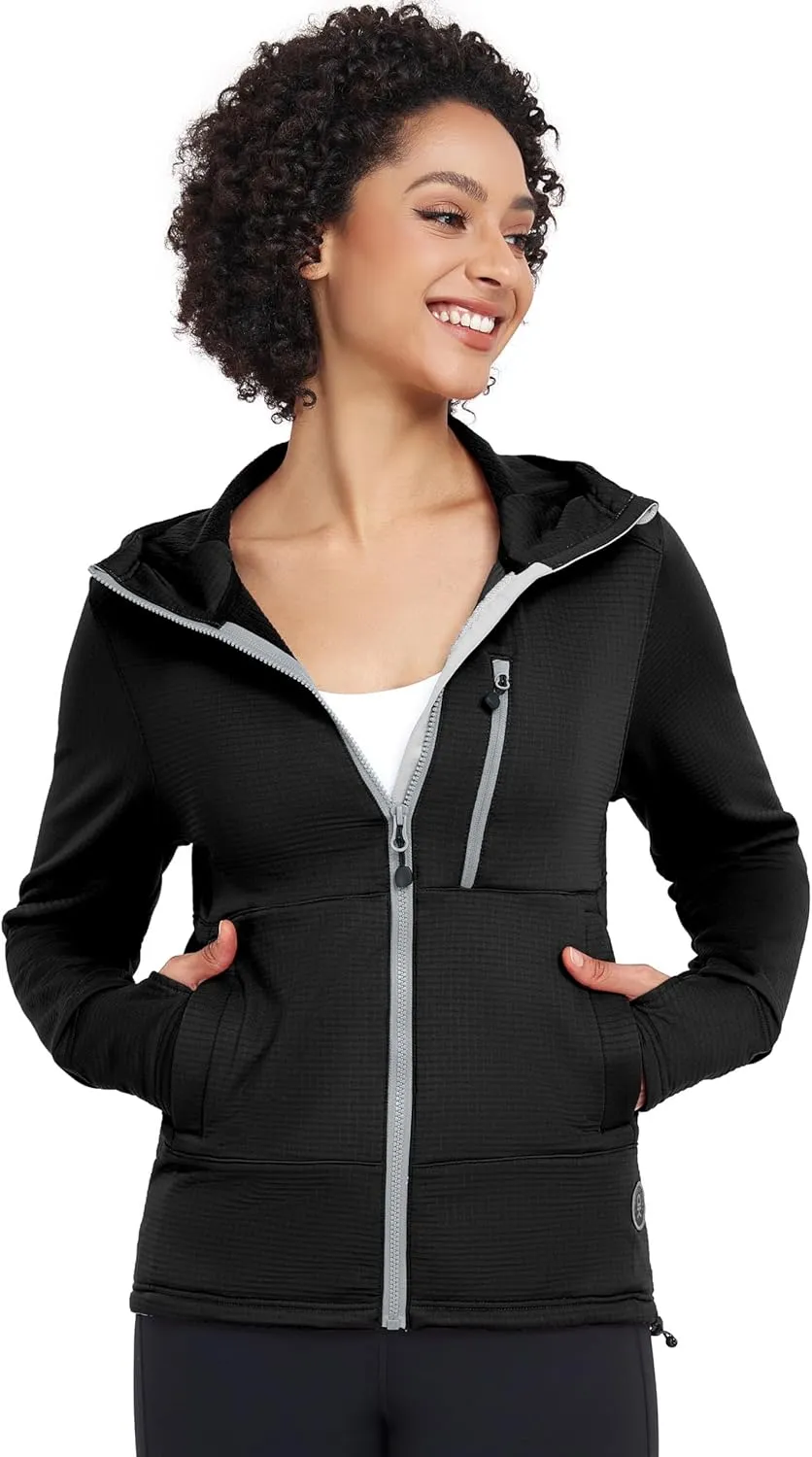 Little Donkey Andy Women's Winter Lightweight Warm Fleece Running Jacket Breathable Thumbholes Thermal Hiking Jacket