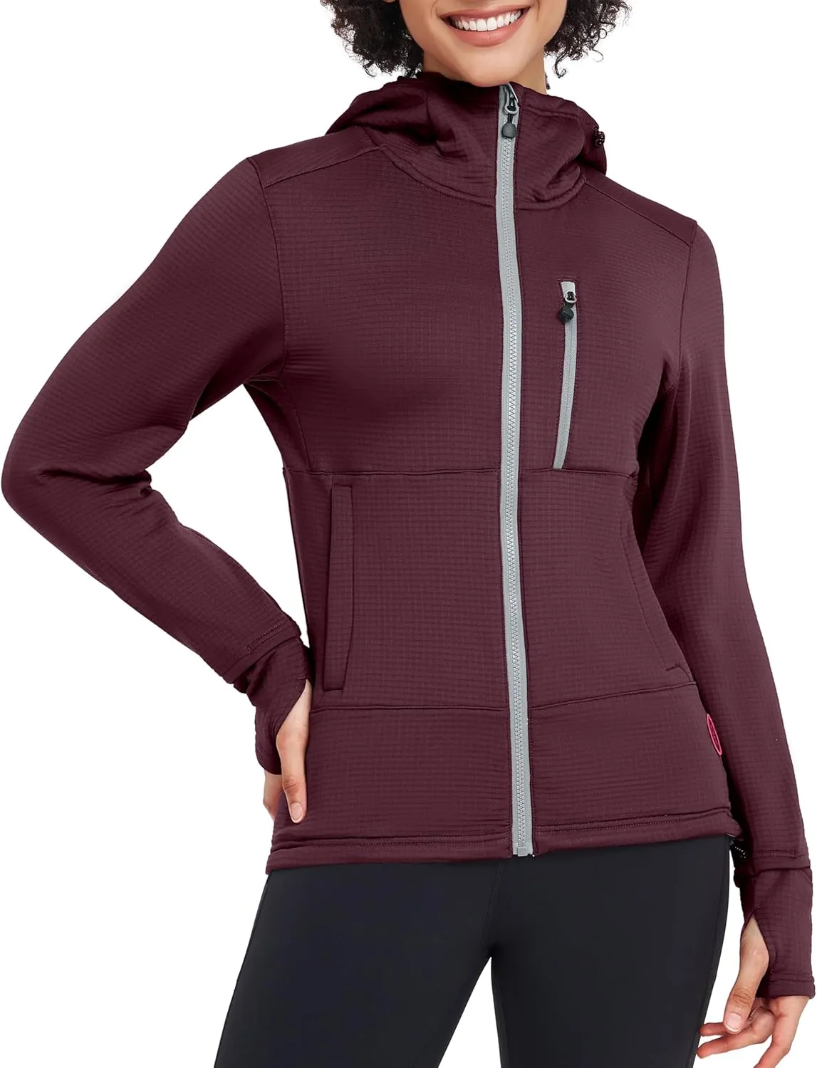 Little Donkey Andy Women's Winter Lightweight Warm Fleece Running Jacket Breathable Thumbholes Thermal Hiking Jacket