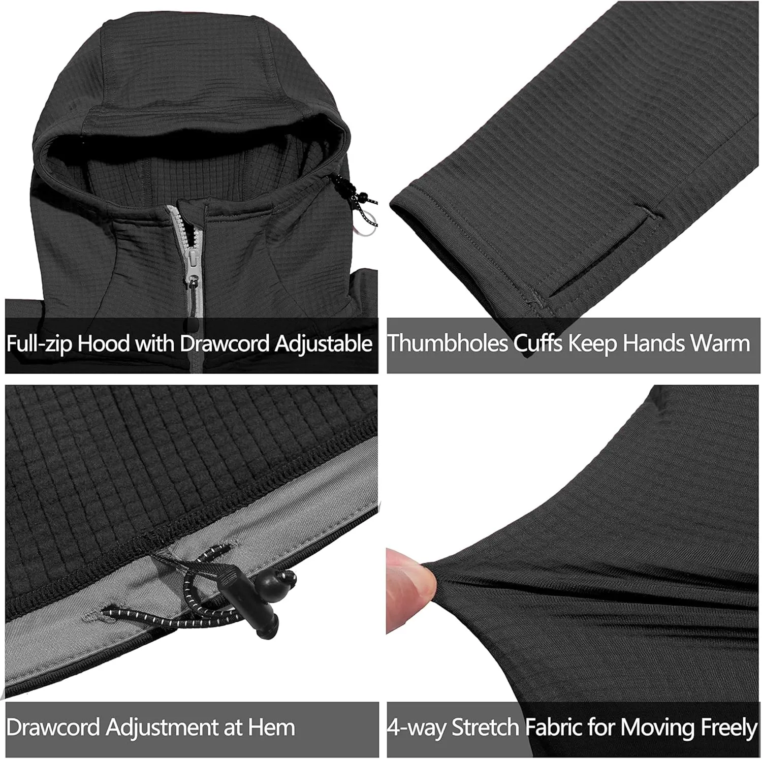 Little Donkey Andy Women's Winter Lightweight Warm Fleece Running Jacket Breathable Thumbholes Thermal Hiking Jacket