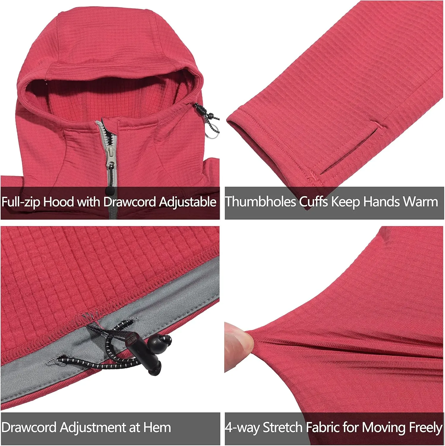 Little Donkey Andy Women's Winter Lightweight Warm Fleece Running Jacket Breathable Thumbholes Thermal Hiking Jacket