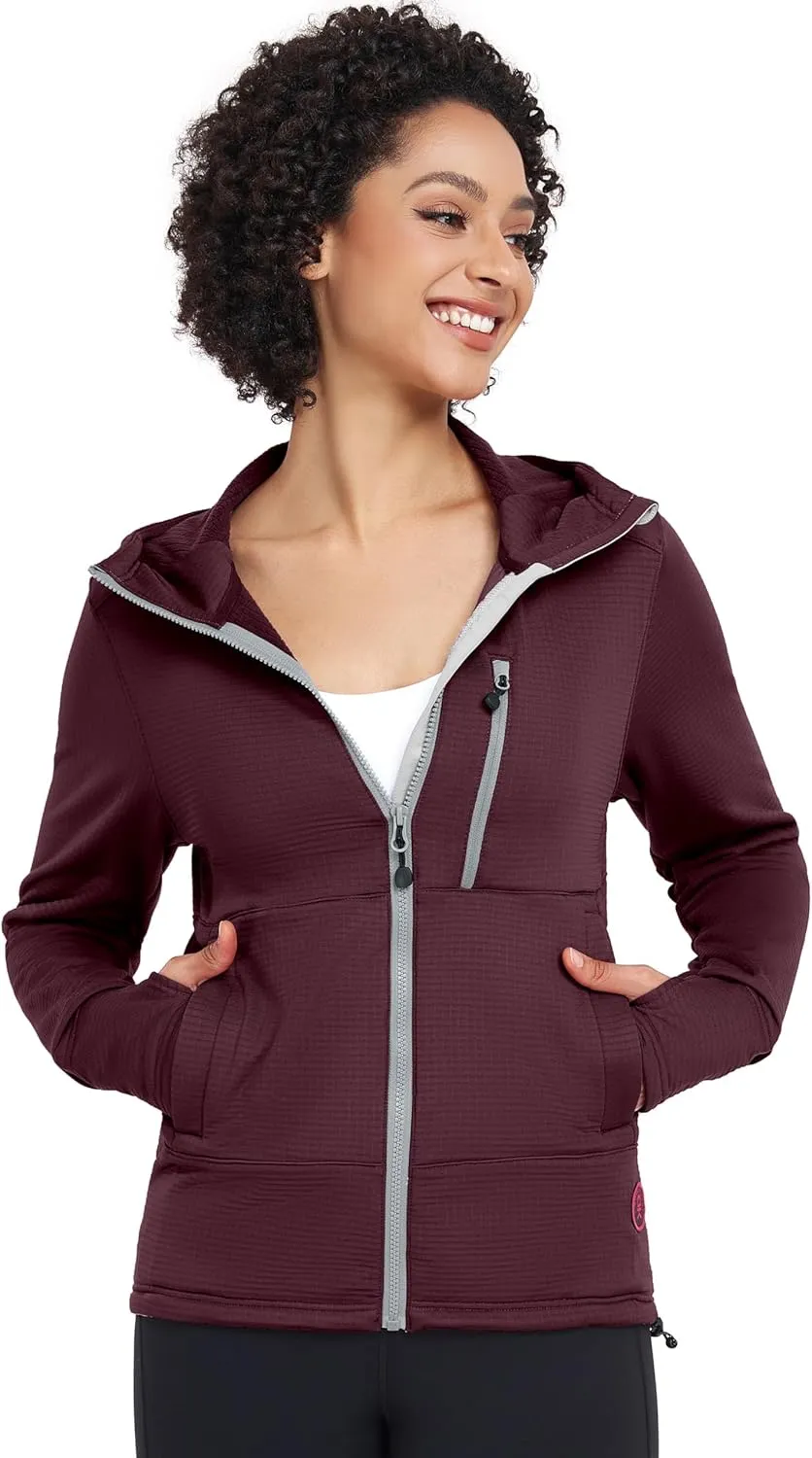 Little Donkey Andy Women's Winter Lightweight Warm Fleece Running Jacket Breathable Thumbholes Thermal Hiking Jacket