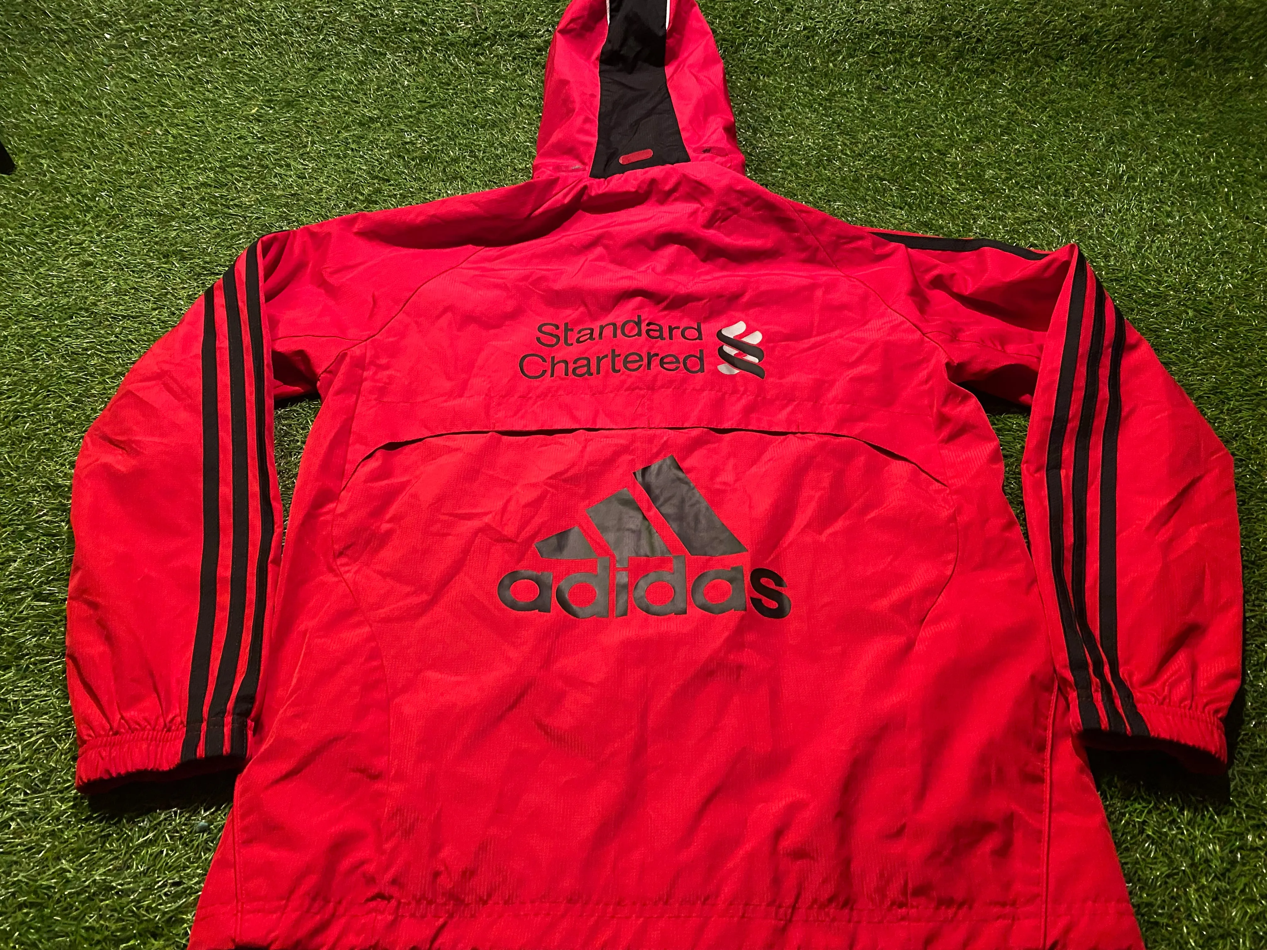Liverpool FC England Football Youths / XL Boys 13-14 Year Old Lined Hooded Zip Up Adidas Jacket