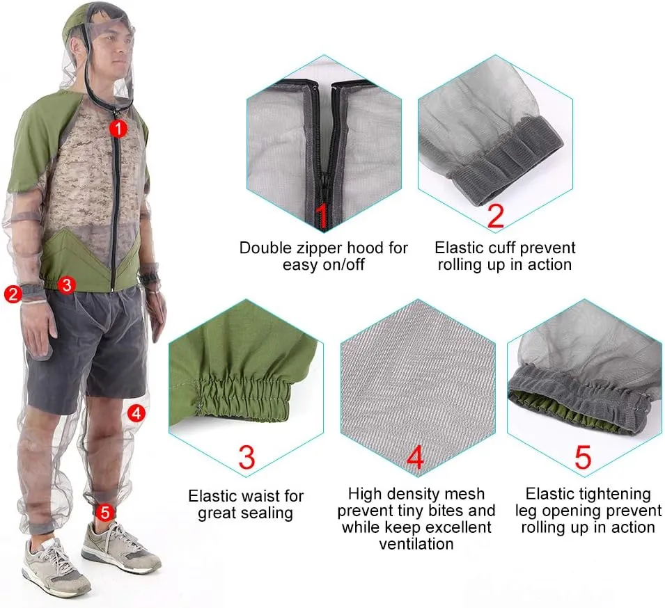 Lixada Ultra-fine Mesh Summer Wear Fine Net Cover Outdoor Breathable Jacket Suit