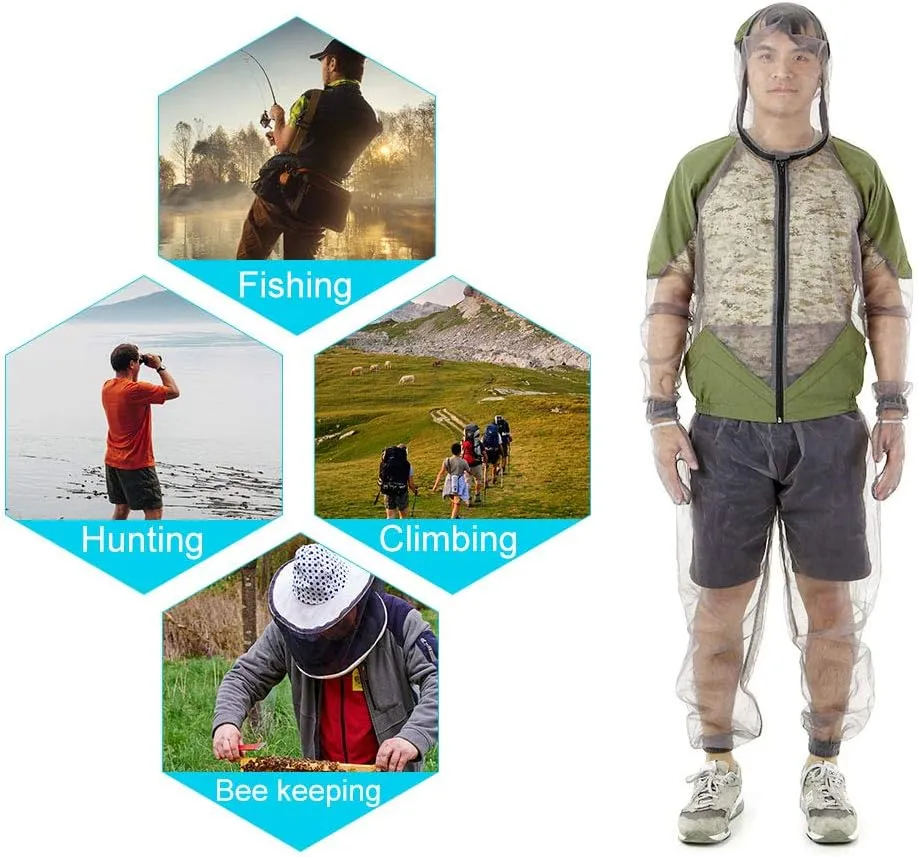 Lixada Ultra-fine Mesh Summer Wear Fine Net Cover Outdoor Breathable Jacket Suit