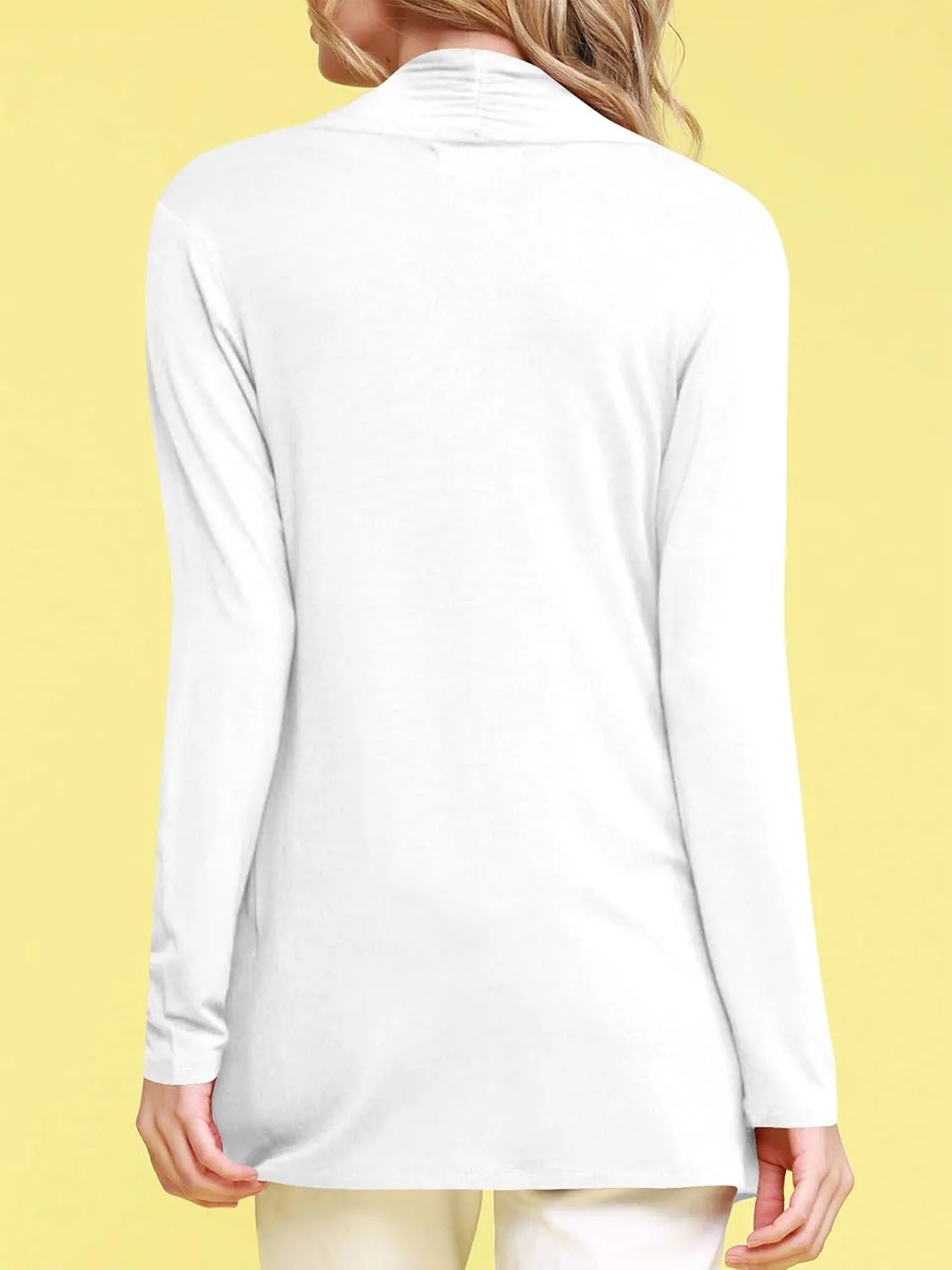 Lock and Love Women's Draped Front Open Asymmetrical Cardigan - Casual Long Sleeve Lightweight Duster