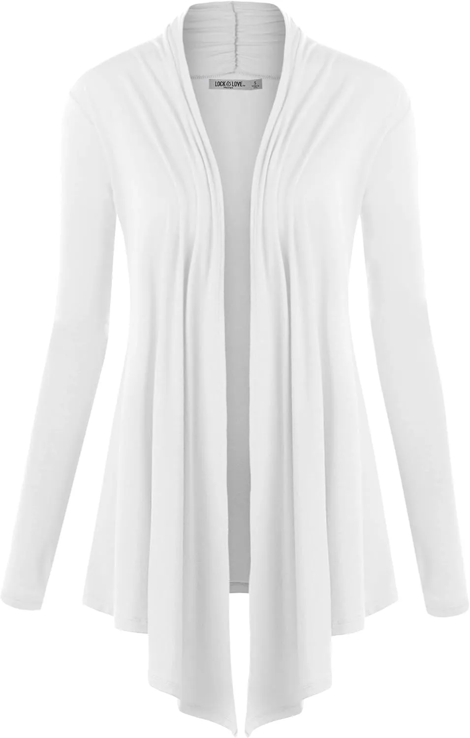 Lock and Love Women's Draped Front Open Asymmetrical Cardigan - Casual Long Sleeve Lightweight Duster