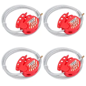 Lockout Tagout Cable Lock, 5/32" x 6.5ft Adjustable Steel Cable Lock with Vinyl Coating, Loto Cable for Lock Out Tag Out, Pack of 4
