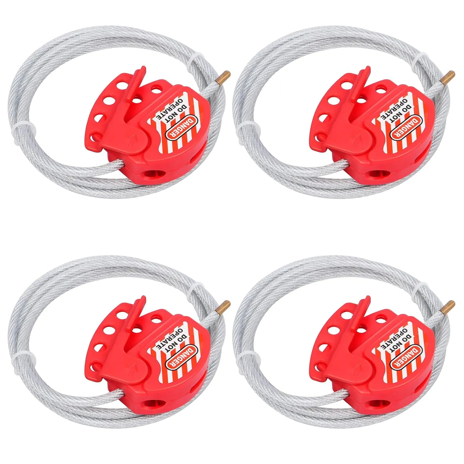 Lockout Tagout Cable Lock, 5/32" x 6.5ft Adjustable Steel Cable Lock with Vinyl Coating, Loto Cable for Lock Out Tag Out, Pack of 4