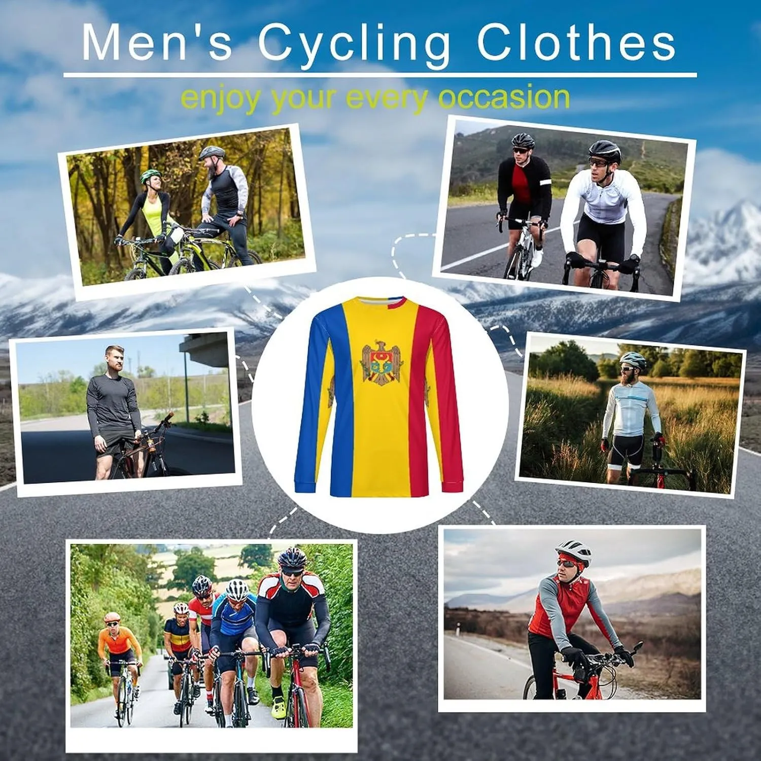 Long Sleeve Cycling Jersey Breathable Crewneck Mountain Bike Pullover Shirts Jacket