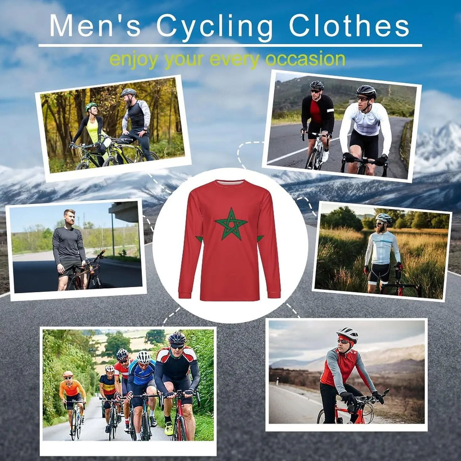 Long Sleeve Cycling Jersey Breathable Crewneck Mountain Bike Pullover Shirts Jacket