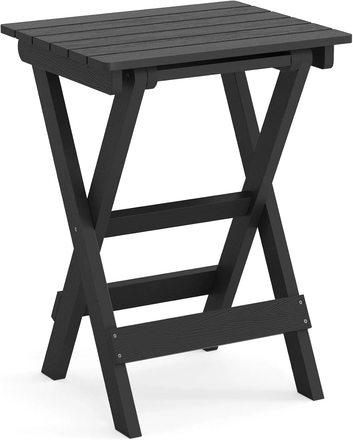 LUE BONA 27 inch Folding Side Table, HDPS Outside End Table for Patio, Porch, Deck, Pool, Weather Resistant, Black