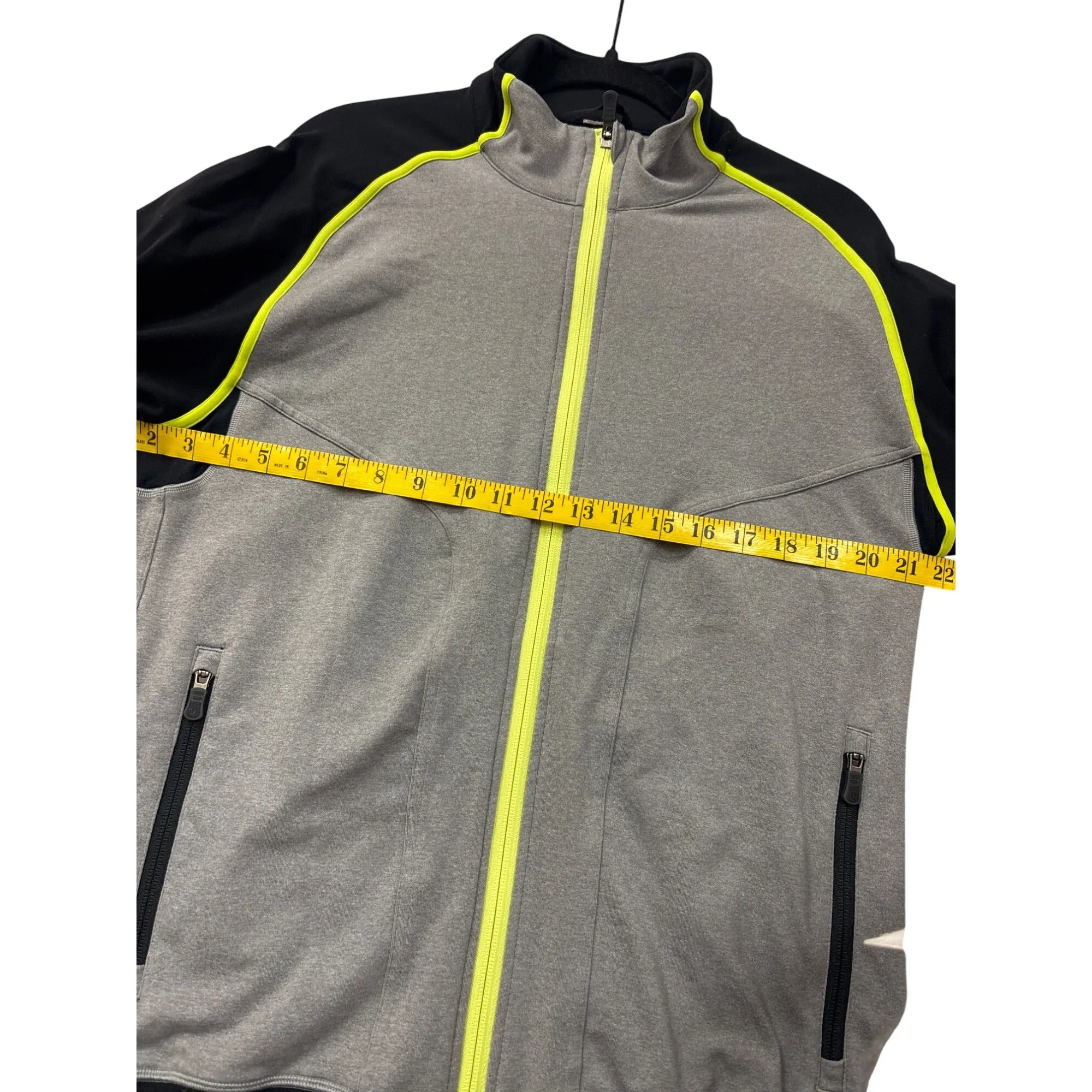 Lululemon Mens Full-Zip Jacket Black/Grey/Yellow Trim Size L #6984