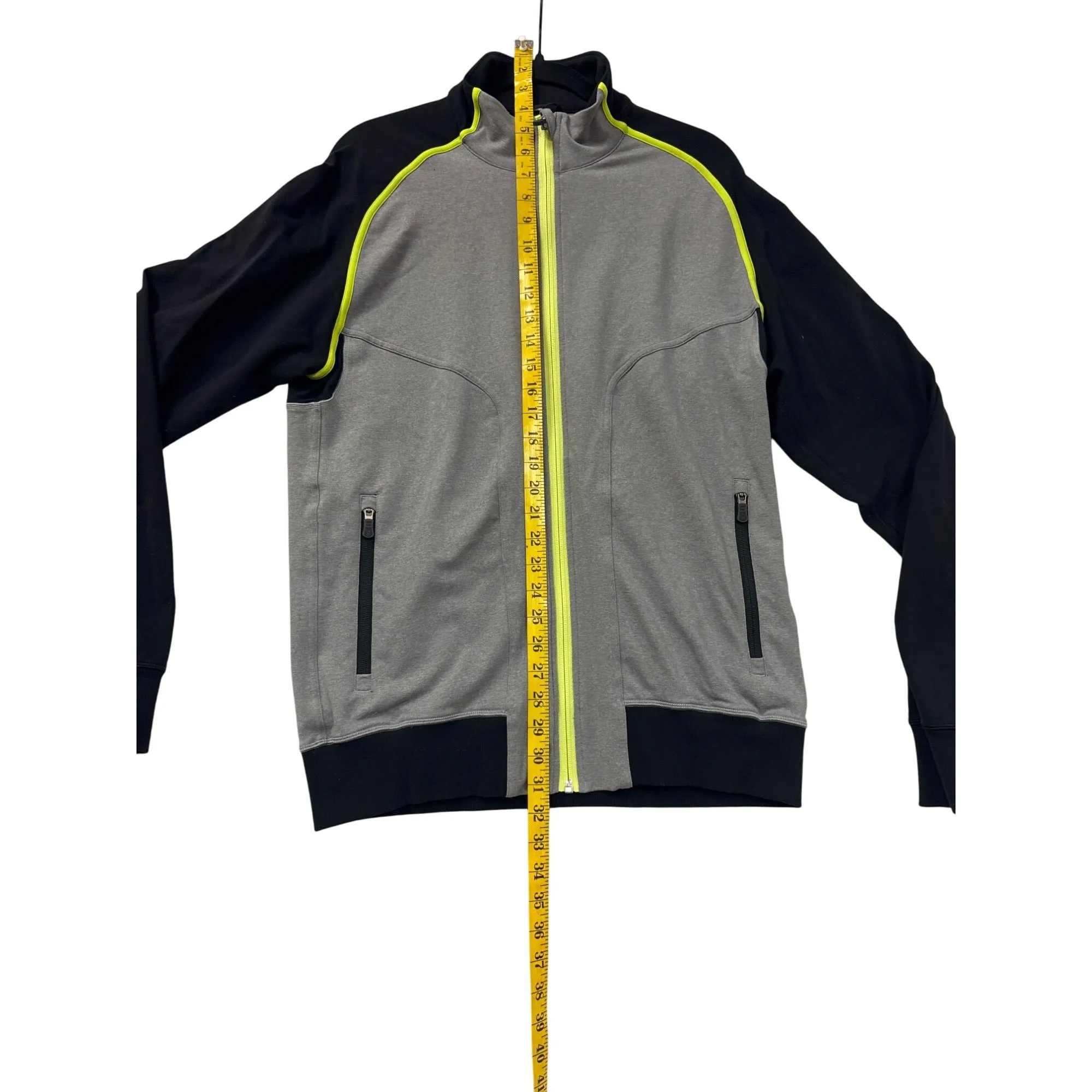 Lululemon Mens Full-Zip Jacket Black/Grey/Yellow Trim Size L #6984