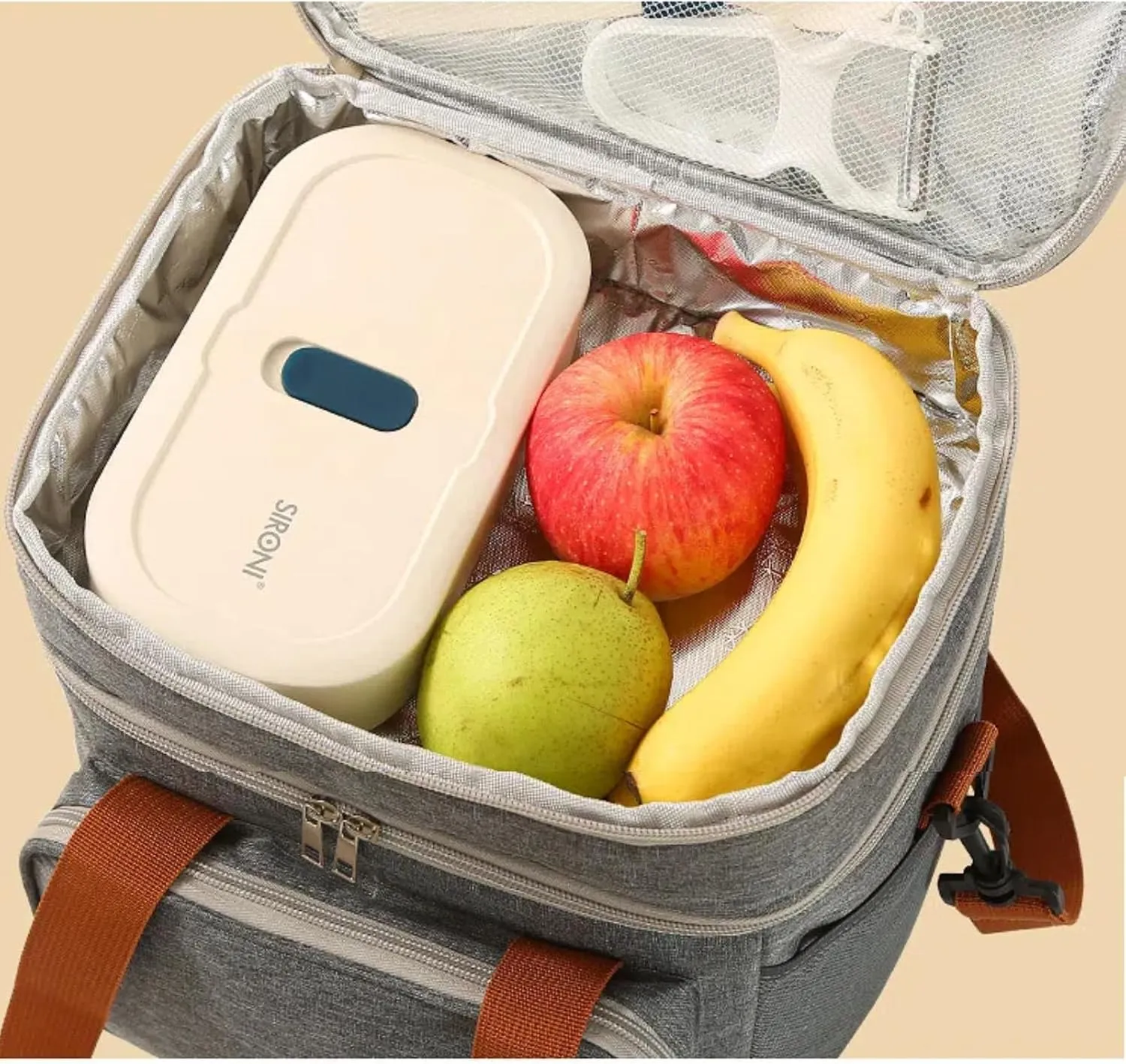 Lunch Bag for Men & Women - Double Deck Insulated Leakproof Large Capacity Soft Cooler Tote Bag with Shoulder Strap & Handle, Reusable Lunch Box for Office, Travel, Picnic (Dark Blue)