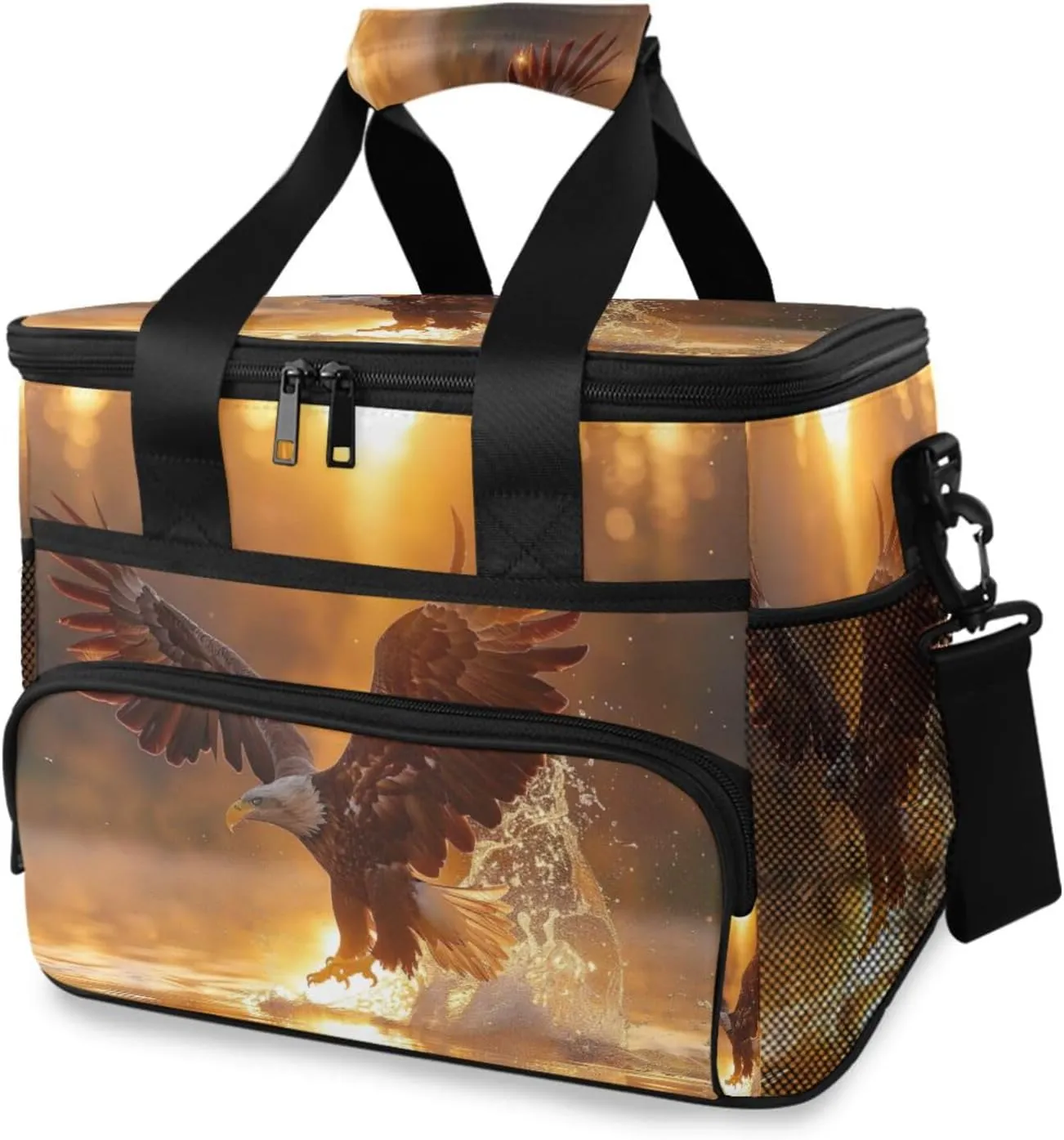 Lunch Bag for Women Men, Predatory Hawk Pattern Insulated Cooler Bag Leakproof Lunch Box with Adjustable Shoulder Strap for Work, Picnics, Meal Prep