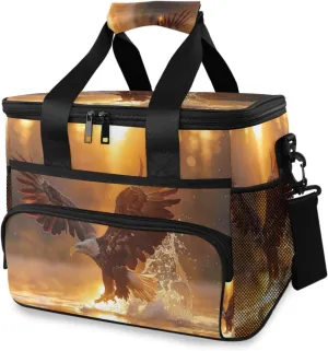 Lunch Bag for Women Men, Predatory Hawk Pattern Insulated Cooler Bag Leakproof Lunch Box with Adjustable Shoulder Strap for Work, Picnics, Meal Prep