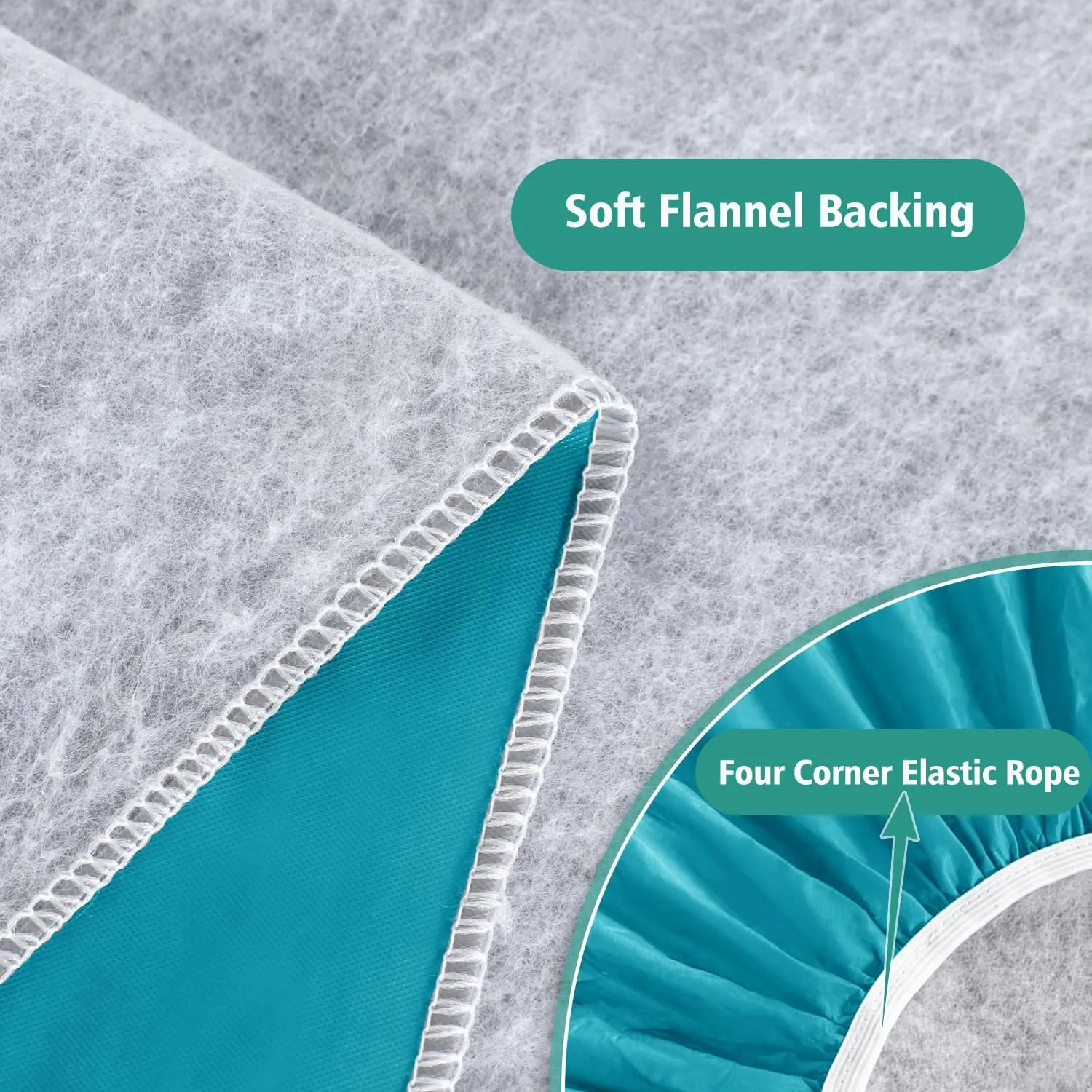 LUSHVIDA 6 Packs Vinyl Tablecloths with Flannel Backing 72x30 inch - Waterproof Plastic Table Covers for 6 Foot Rectangle Folding Table Cloths with Elastic Edges, Teal