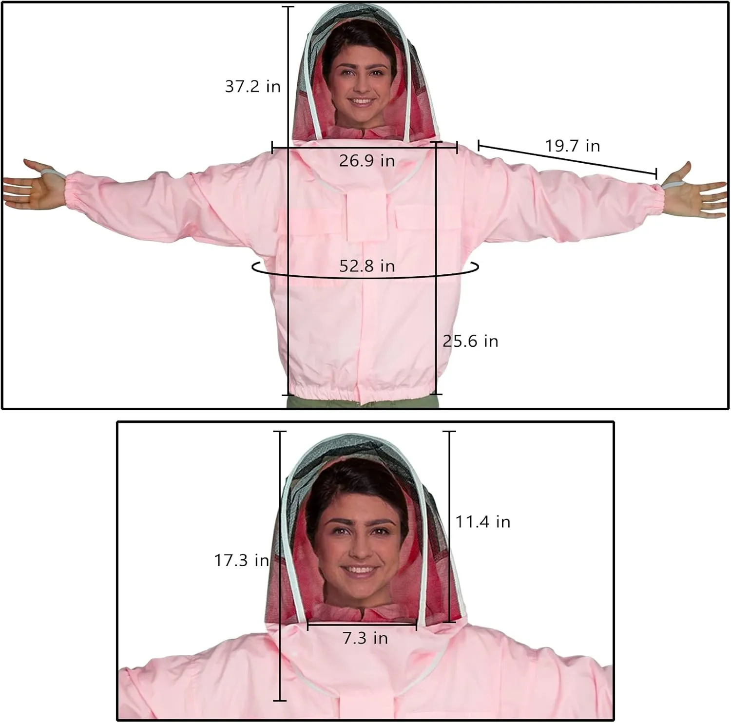 Luwint Women Beekeeping Jacket with Gloves, Ventilated Beekeeper Jacket Thin and Lightweight Pink Bee Suit with Detachable Self-Supporting Veil, Small-Medium Size (5'-5'4'' Height)
