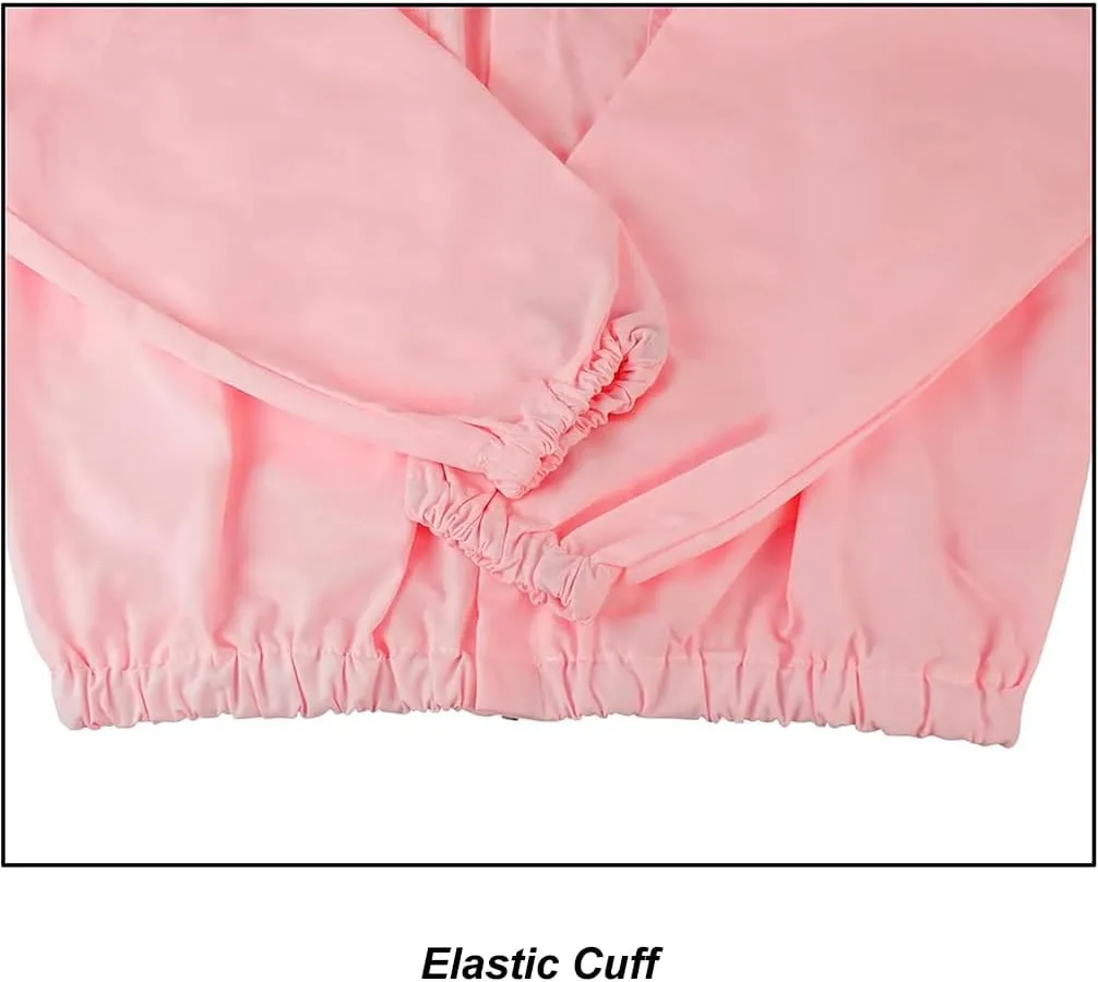 Luwint Women Beekeeping Jacket with Gloves, Ventilated Beekeeper Jacket Thin and Lightweight Pink Bee Suit with Detachable Self-Supporting Veil, Small-Medium Size (5'-5'4'' Height)