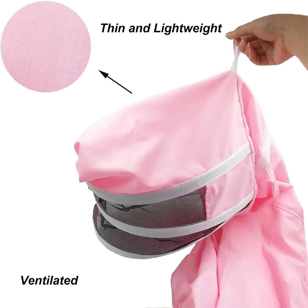 Luwint Women Beekeeping Jacket with Gloves, Ventilated Beekeeper Jacket Thin and Lightweight Pink Bee Suit with Detachable Self-Supporting Veil, Small-Medium Size (5'-5'4'' Height)
