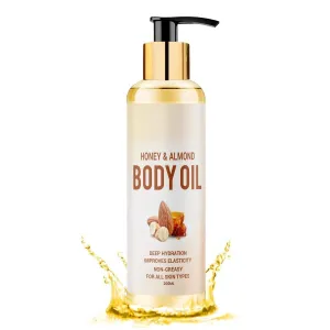 Luxurious Body Oil for Women, Honey & Almond. Hydrating & Nourishing, for Daily Use After Bath. Glowing Skin Formula. Non-Greasy, 100% Natural