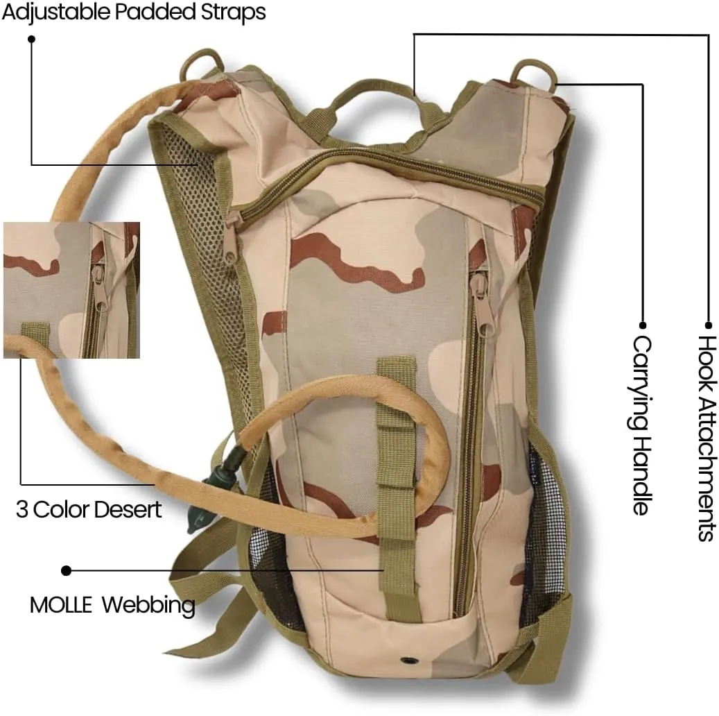 M MCGUIRE GEAR Hydration Backpack, Multi-Pocket Hiking Backpack with Hydration Bladder, Water-Resistant Nylon Water Bladder for Running, Cycling, and Biking, 3L/100 oz.