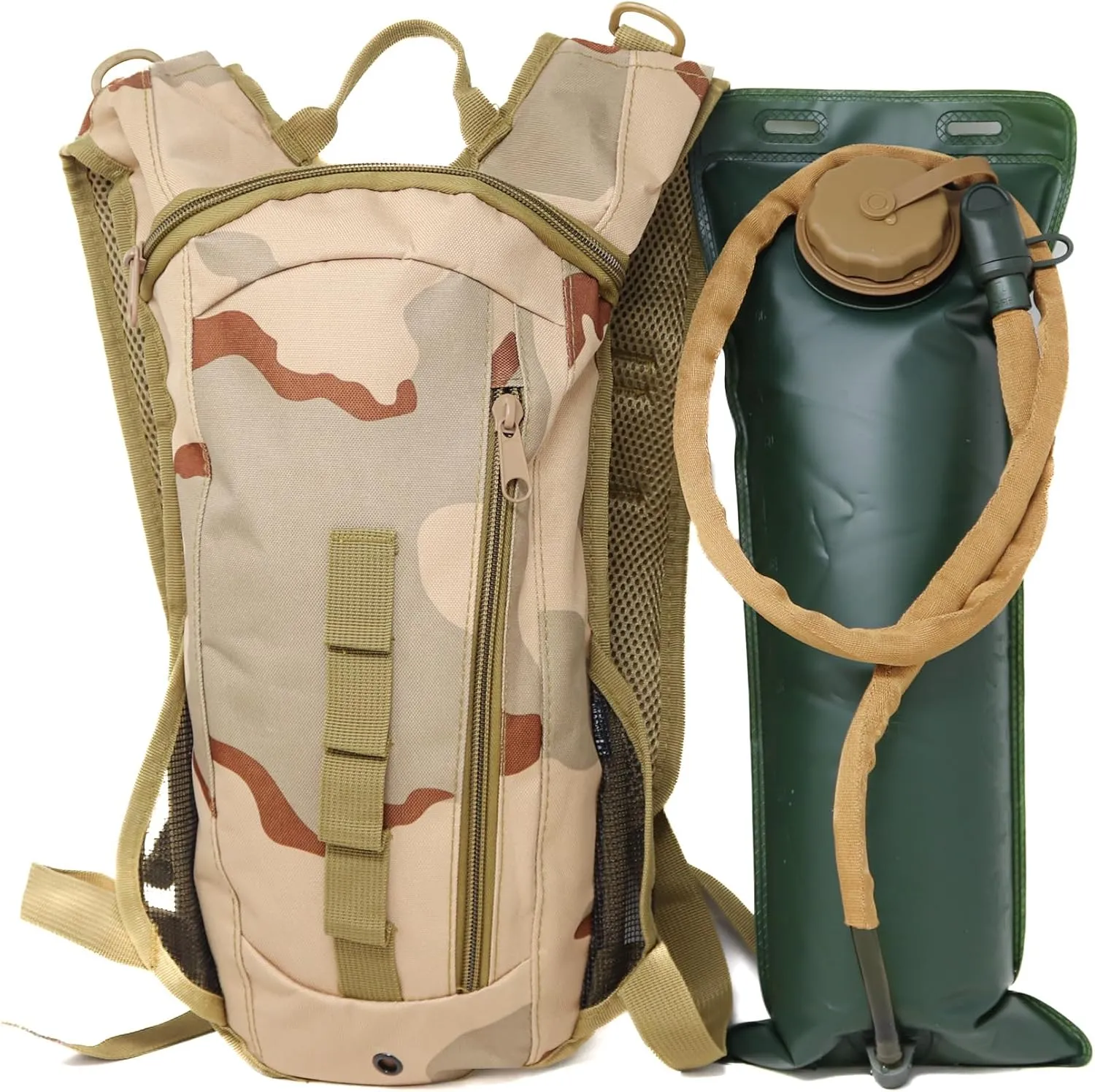 M MCGUIRE GEAR Hydration Backpack, Multi-Pocket Hiking Backpack with Hydration Bladder, Water-Resistant Nylon Water Bladder for Running, Cycling, and Biking, 3L/100 oz.