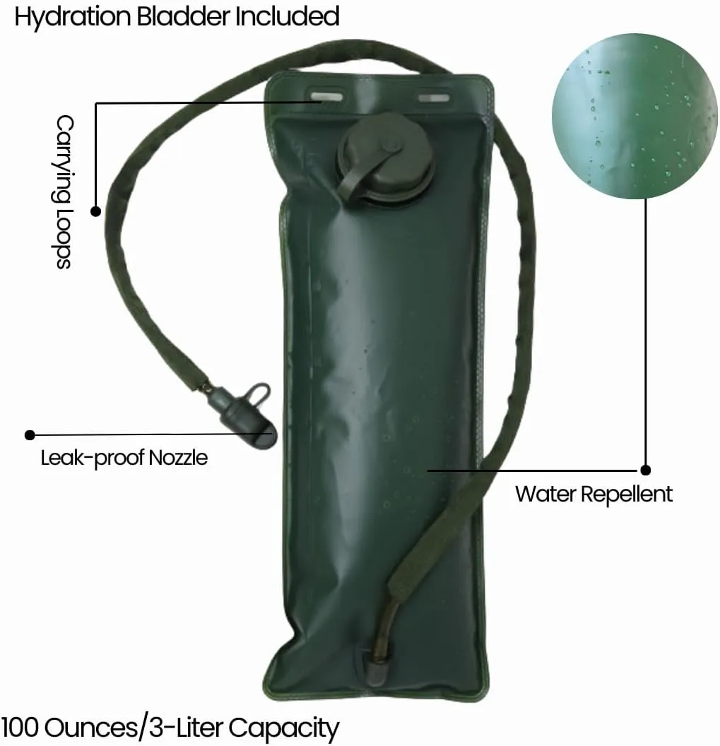 M MCGUIRE GEAR Hydration Backpack, Multi-Pocket Hiking Backpack with Hydration Bladder, Water-Resistant Nylon Water Bladder for Running, Cycling, and Biking, 3L/100 oz.