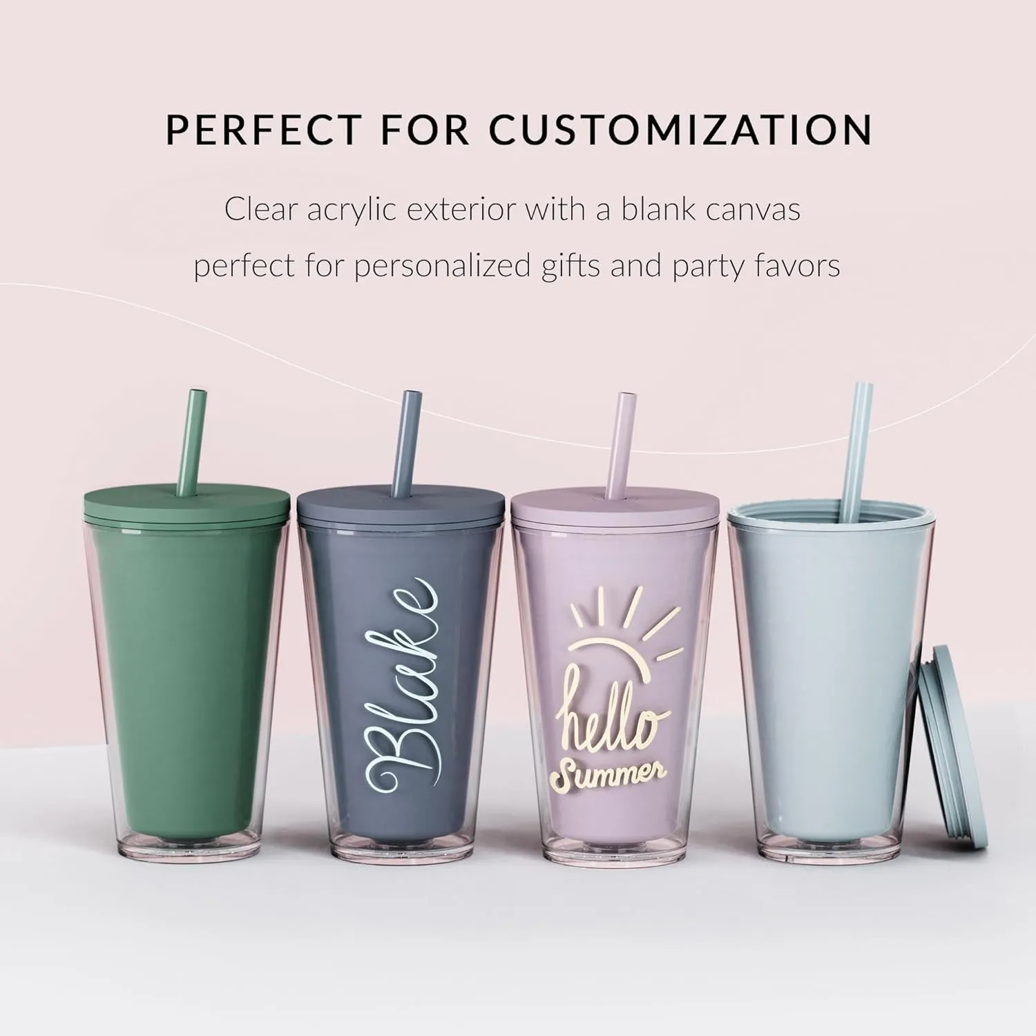 Maars Classic Acrylic Tumbler with Lid and Straw | 16oz Premium Insulated Iced Coffee Cups, Double Wall Reusable Plastic Cups - Clear, 2 Pack
