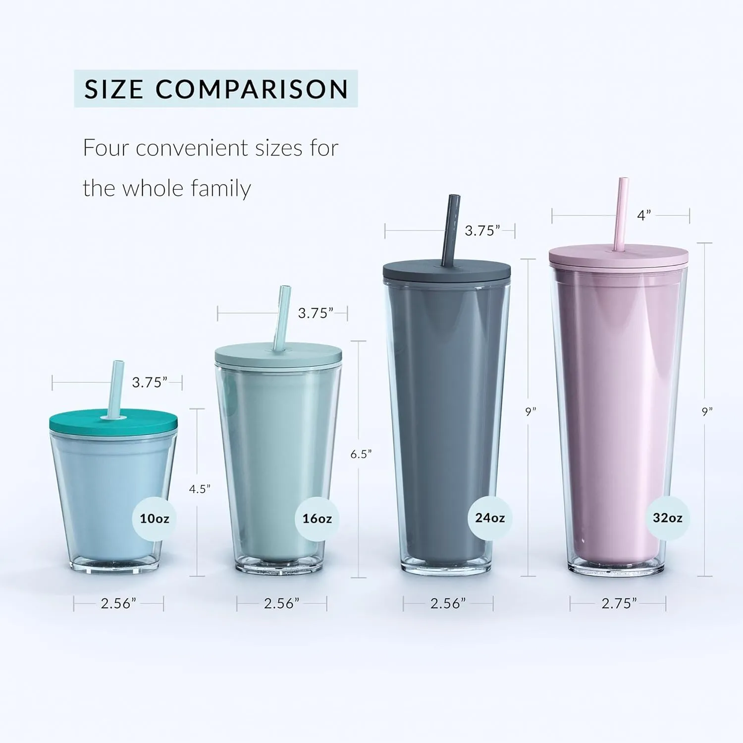 Maars Classic Acrylic Tumbler with Lid and Straw | 32oz Premium Insulated Iced Coffee Cups, Double Wall Reusable Plastic Cups - Black Tie, 2 Pack