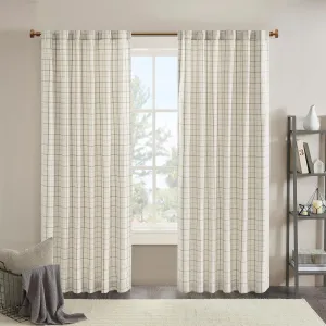 Madison Park Anaheim Cabin Plaid Curtain Window, Thermal Insulated Fleece Lining, Living Room Decor Room Darkening Drape for Bedroom, 1-Single Panel Pack, 50" x 84", Rod Pocket, Natural